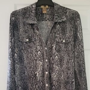 Ms. Tina 2 Pocket Snake Skin Pattern Shirt